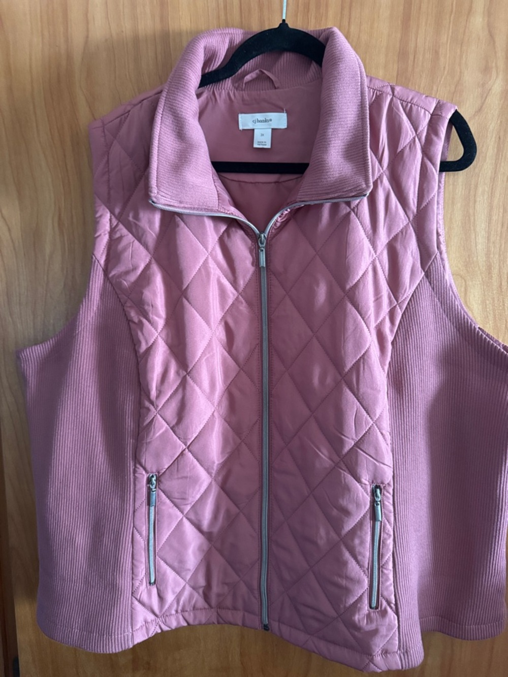 Quilted Pink Sleeveless Zip Vest